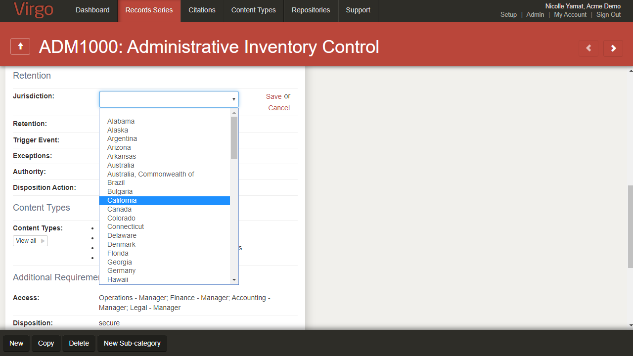 Record Series Configuration Options